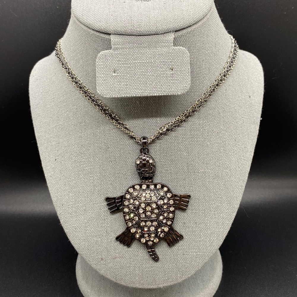 Chico’s Necklace with Turtle Pendant with Rhinestones